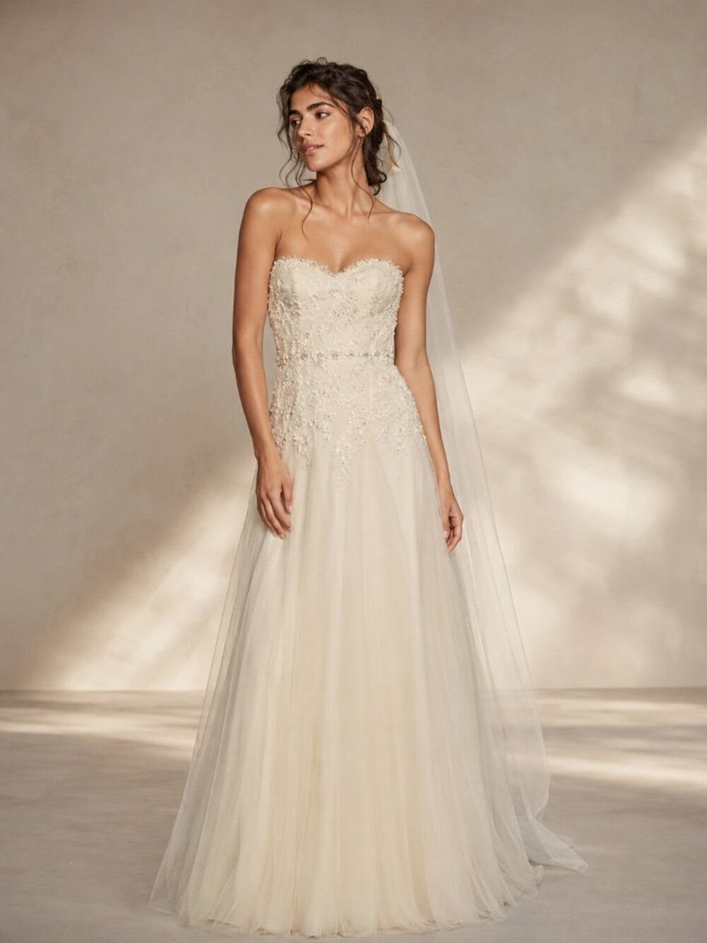 Melissa Sweet Strapless Tulle Sheath Wedding Dress MS251130